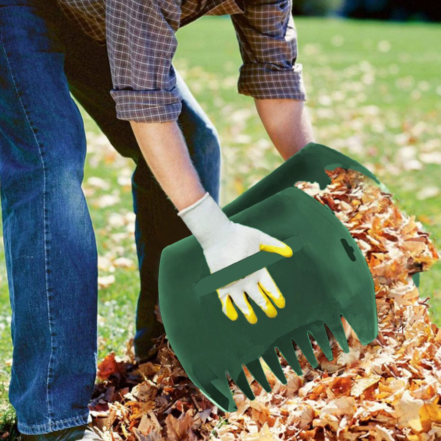 Grüner Blattgreifer als Handrechen und Krallen zur Reinigung von Rasen, Hof und Pool von Herbstblättern und Tannennadeln - Bild 2