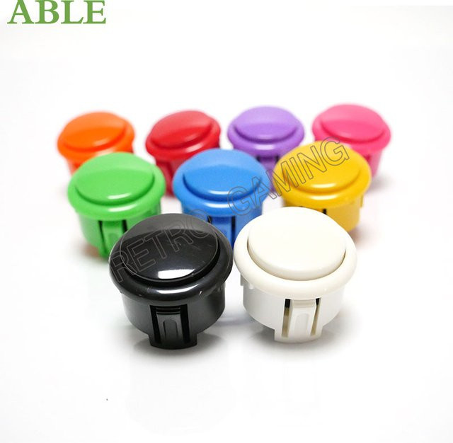 12er Set Arcade Push Buttons Sanwa OBSF Ersatz Tasten für MAME und Jamma Spielautomaten in Pink und Multicolour, Durchmesser: 30 mm - Bild 1