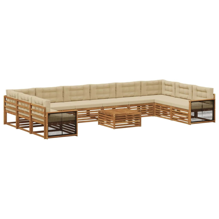 vidaXL Sofagarnitur aus Massivholz Akazie mit 11 Kissen in Natur-Beige - Bild 2