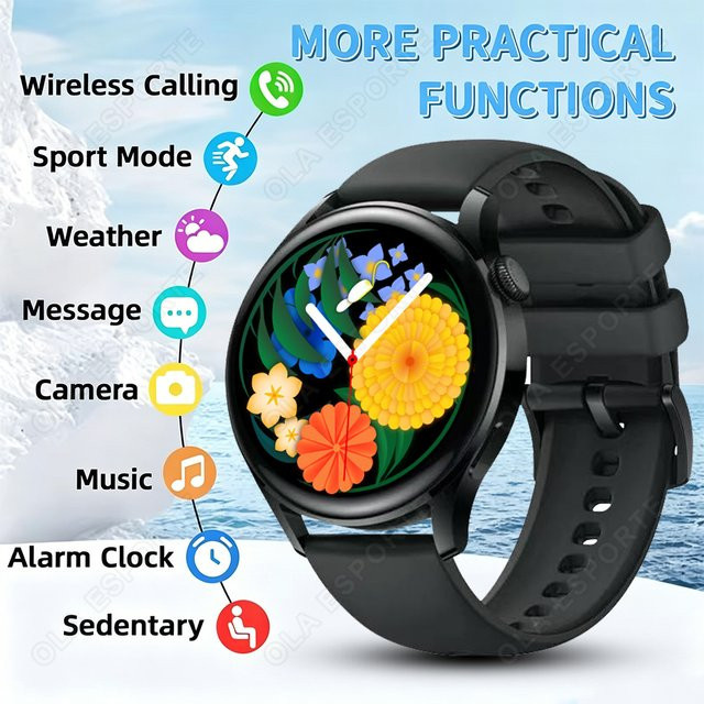 Ola Esporte HW12 Smartwatch mit Bluetooth-Gesprächsfunktion und Gesundheitsmonitor in Schwarz für Damen und Herren - Bild 1