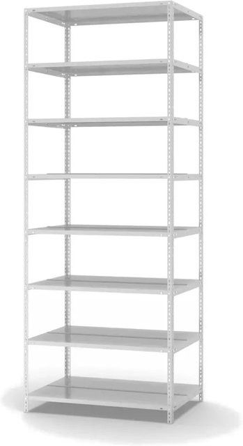 PROREGAL Aktenregal mit Schraubsystem in Lichtgrau, 8 Ebenen, H x B x T: 255 x 100 x 60 cm, Fachlast 90 kg, beidseitig nutzbar mit Deckboden - Bild 1