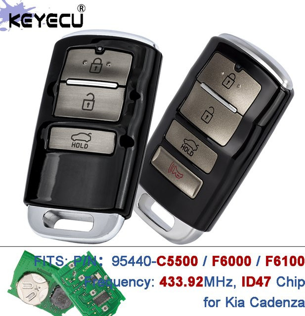 KEYECU Keyless-Go Smart-Fernbedienungsschlüssel für Kia Cadenza 2016-2019, 433,92 MHz ID47, Farbe: Schwarz - Bild 1