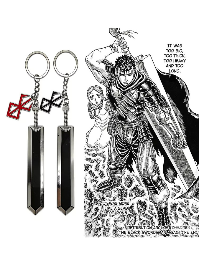Schlüsselanhänger Berserk Guts Drachentöter-Schwert Griffith Opferzeichen, Metall, Unisex - Bild 4