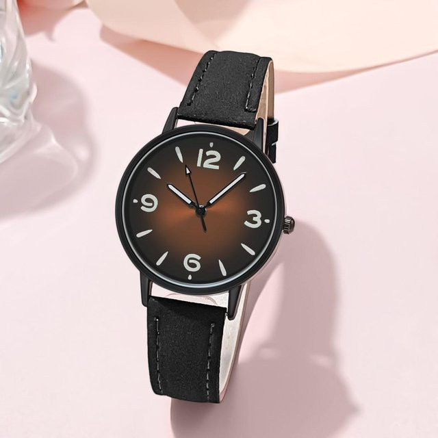 Armbanduhr Leder, Quarz, Schwarz, Silber, 34 mm, Damen - Bild 1