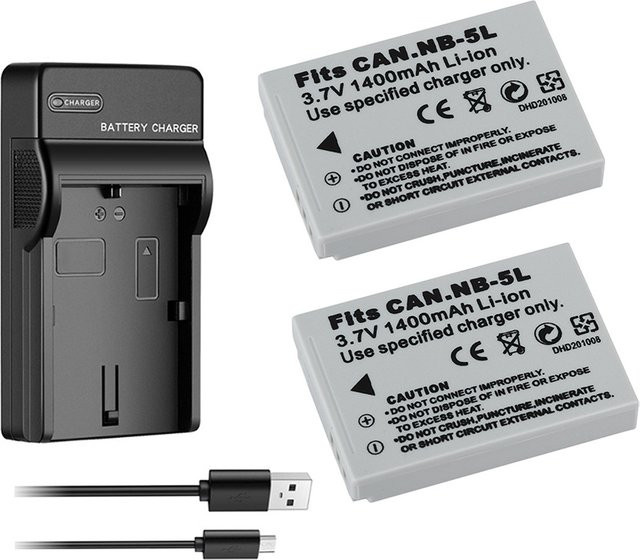 NB-5L Akku mit USB-Ladegerät für Canon S100 S110 SX200IS SX210IS SX220HS SX230HS SD700 SD850 SD870 SD880 SD890 SD950 IS - Bild 1