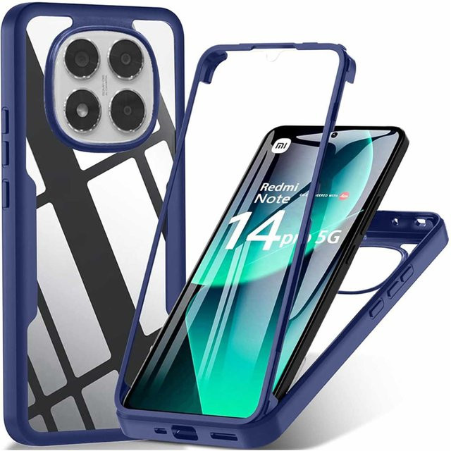 360 Grad Vollkörperhülle mit integriertem Displayschutz für Xiaomi Redmi Note 15 5G, 14 Pro Plus, 13 5G, 12, 11, 10, 10S in Blau - Bild 1