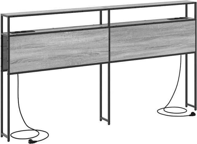 vidaXL Stauraum-Kopfteil mit integriertem Regal und USB-Ladeport in Grau Sonoma, Breite: 180 cm - Bild 1