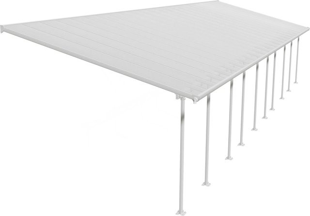 Palram Canopia Terrassenüberdachung Feria Weiß, Wandmontage, Pultdach mit Regenrinne aus Aluminium und verzinktem Stahl - Bild 1