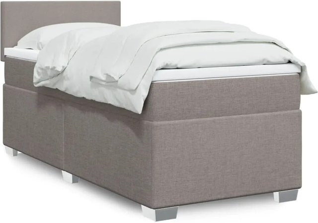 vidaXL Boxspringbett Hybrid mit Matratze und USB-Ladeport, Farbe Taupe, B/T: 100 x 200 cm - Bild 1