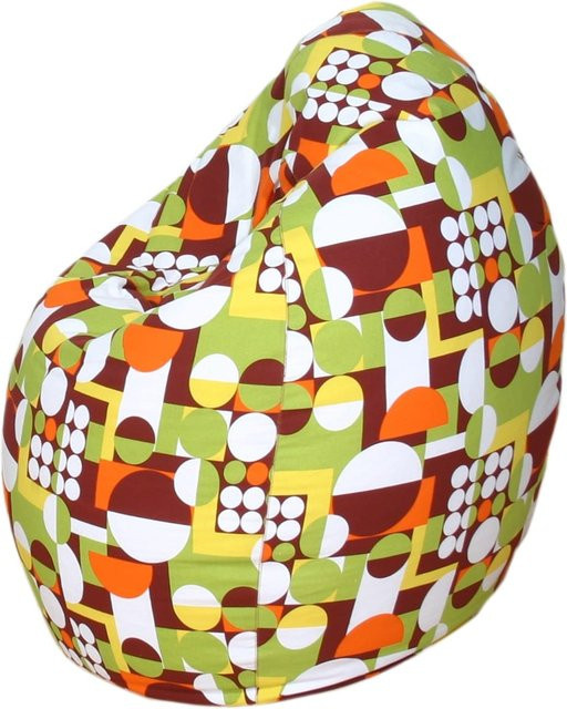 Sitzsack Billy von Kinzler in Bunt und Grün aus Baumwolle und Jeansstoff, Durchmesser: 75 cm, Höhe: 95 cm - Bild 1