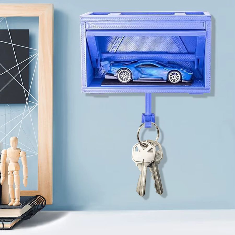APWIKOGER Schlüsselhalter in Garagenform mit Öffnungstür für den Eingangsbereich, Rot, Wandmontage - Bild 2