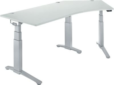 Schäfer Shop Genius ERGOSTYLE S Schreibtisch, elektrisch höhenverstellbar, C-Fuß, lichtgrau/weißaluminium, B: 216,5 cm, T: 80 cm, H: 64,5-130,5 cm - Bild 1