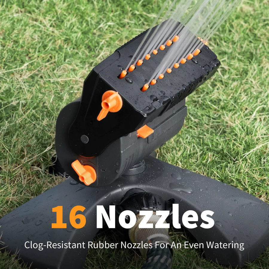 Diivoo Mini oszillierender Rasensprinkler in Schwarz mit 16 Löchern und verstellbarer Rotation für die Gartenbewässerung - Bild 3