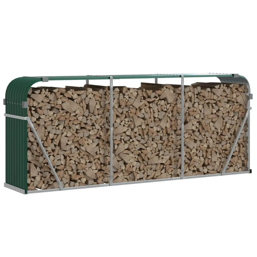 vidaXL Kaminholzunterstand aus verzinktem Stahl in Grün, B/T/H: 234 x 45 x 100 cm - Bild 2