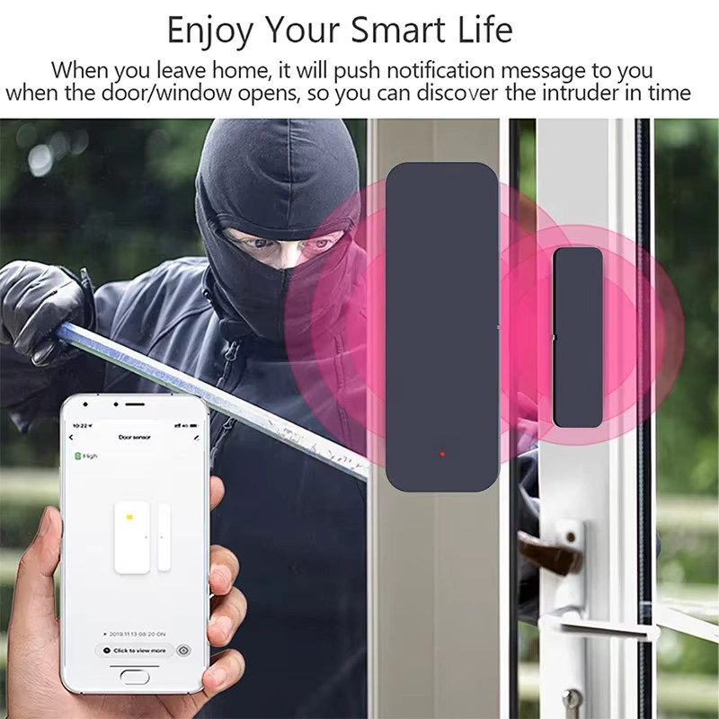 Tuya ZigBee Wifi Tür- und Fenstersensor in Schwarz für Smart Life, kompatibel mit Alexa und Google Home - Bild 4