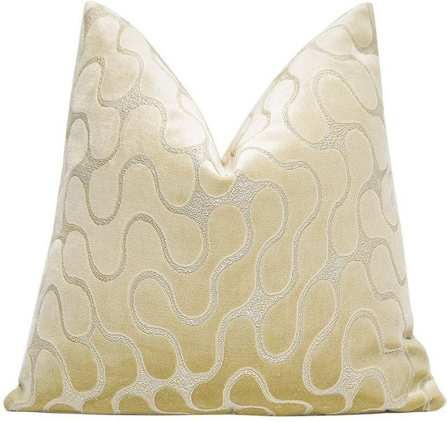 JMG Clothing Dekorativer Samt Kissenbezug mit geometrischem Design in Beige, B/H: 50 x 50 cm - Bild 1