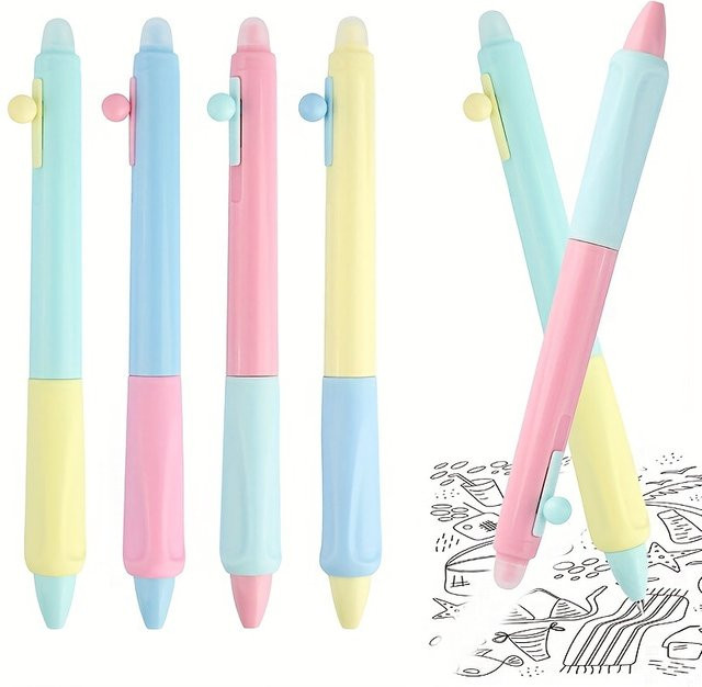 Löschbare Gelstifte mit feiner Spitze 0,5 mm im 4er-Pack mit schwarzer und blauer Tinte - Bild 1