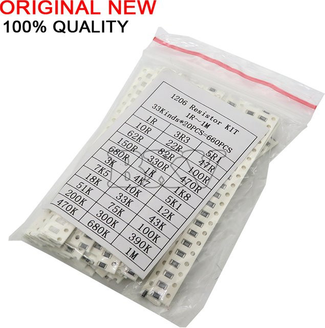 BXV SMD Widerstands-Set sortiert 1 Ohm bis 1 MOhm mit 33 Werten und 660 Stück in Multicolour - Bild 1