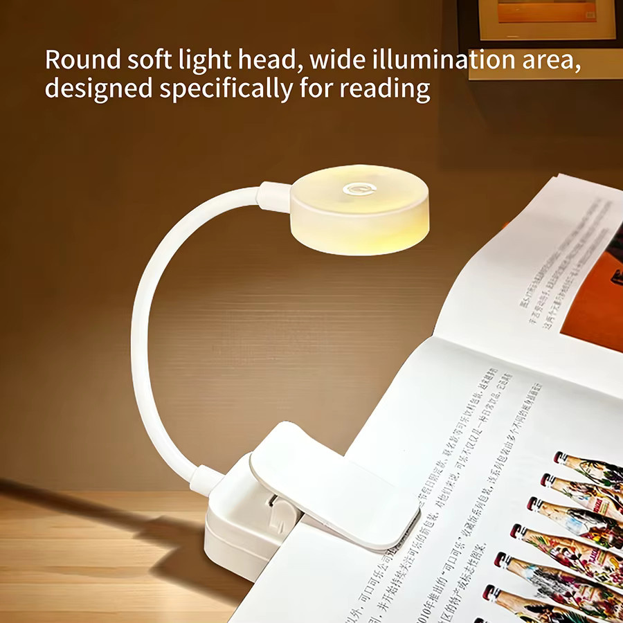 GGBEE Wiederaufladbare LED-Schreibtischlampe zum Anklemmen in Weiß, dimmbar mit 3 Lichtfarben für Augenschutz und Lesebeleuchtung - Bild 3