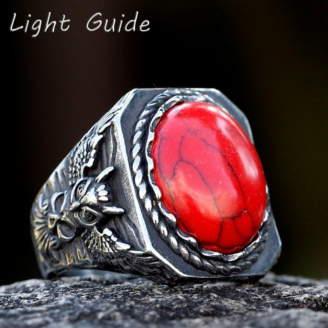 Ring Wikinger Rabe, Edelstahl, Silber, Zirkonia, Herren - Bild 1