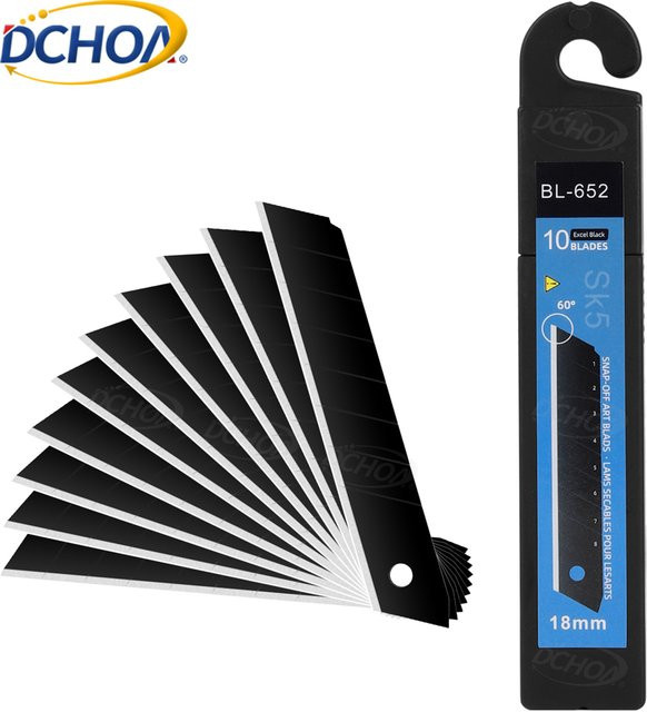 DCHOA Ersatzklingen für Industrie-Cuttermesser, 18mm Snap-Off Klingen, 10 Stück, Silber - Bild 1