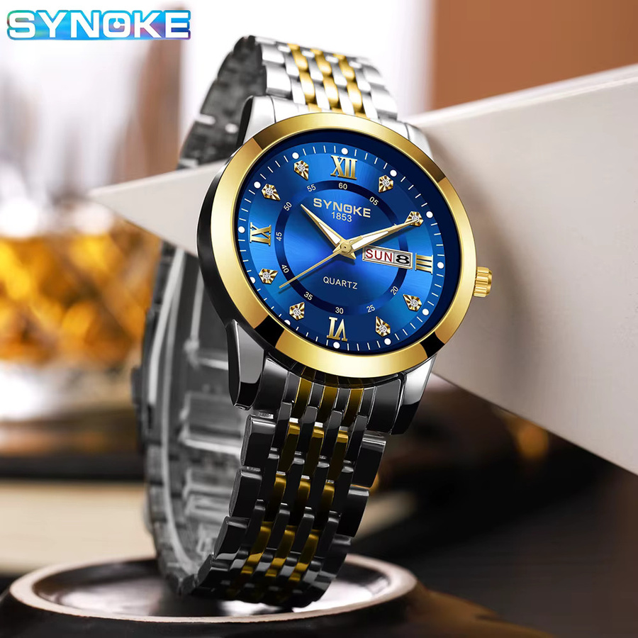 SYNOKE Armbanduhr Quarz, Edelstahl, Weiß, Herren - Bild 3
