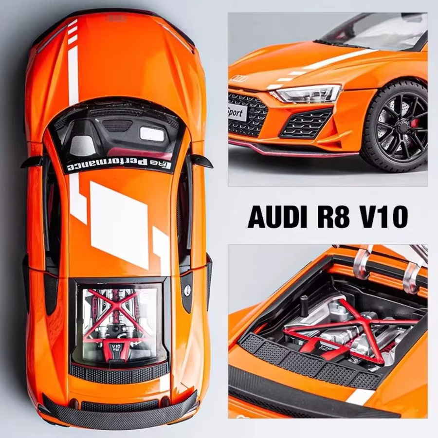 MAKEDA R8 V10 RS6 Polizeiautos, Spielzeugmodelle, Maßstab 1:24, Metall, mit Licht und Sound - Bild 2