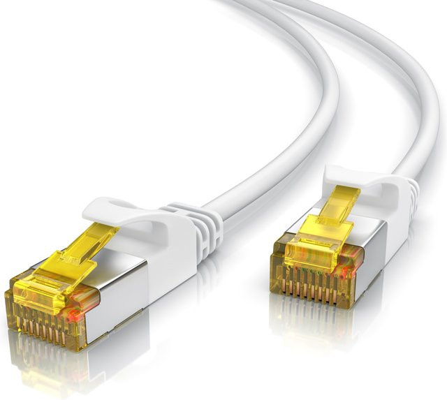 Primewire Ultra Slim Cat 7 Patchkabel LAN Ethernet Gigabit Netzwerkkabel mit RJ45 Stecker, Weiß, 20 m - Bild 1