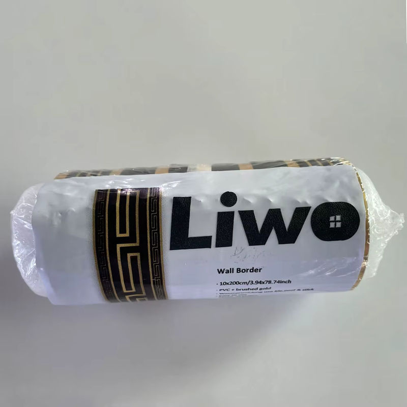 Liwo Wandbordüre mit geometrischem Muster in Gold, selbstklebende Vinylfliesen-Aufkleber für Badezimmer und Küche, B/H: 200 x 10 cm - Bild 4
