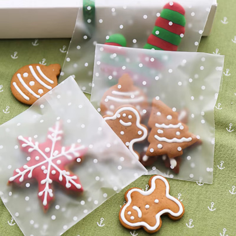 100 Stück Transparente Polka Dot Geschenkbeutel aus Kunststoff mit Selbstklebeverschluss für Candy, Cookies und Party-Geschenke - Bild 2