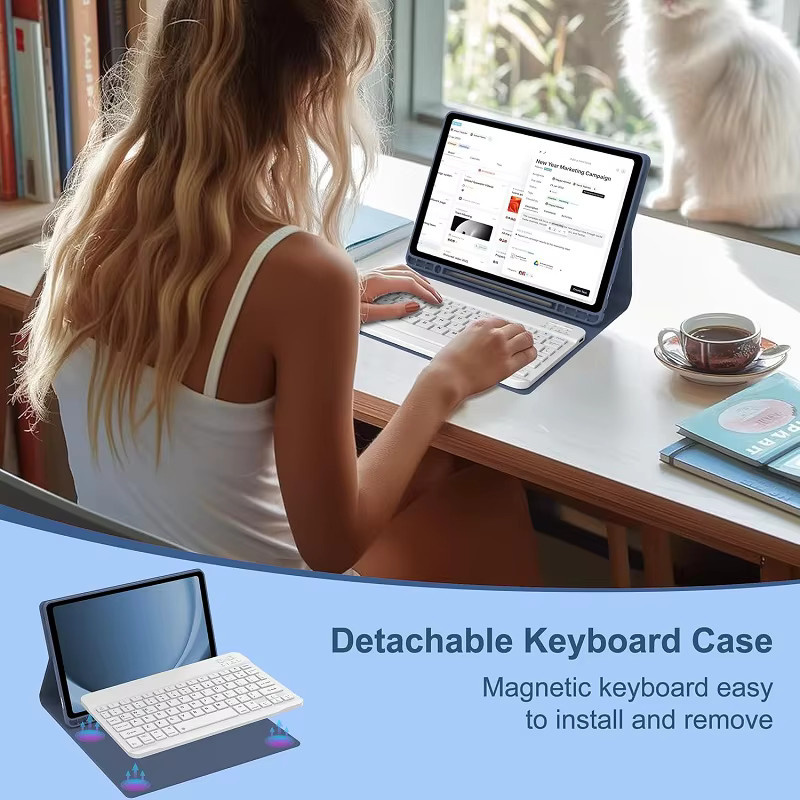 Samsung Galaxy Tab A9 Plus 11 Zoll Hülle mit abnehmbarer Bluetooth-Tastatur in Blau - Bild 3
