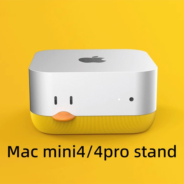 Apple Mac mini M4 Basis-Halterung mit Power-Button auf der Vorderseite in Grau und Multicolour aus 3D-Druck - Bild 1