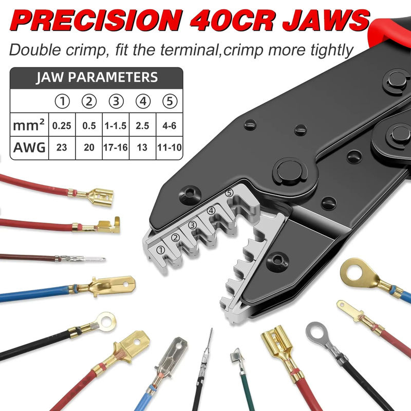 CLAMPLUS HS-2560 Crimpzange für XH2.54 SM2.54 Dupont und diverse Terminals 0,25-6mm2 23-10AWG Handcrimpwerkzeug - Bild 2