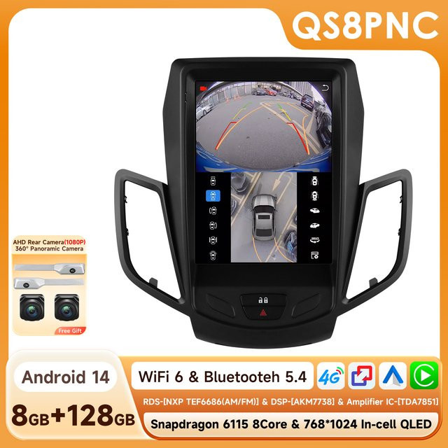 Hizpo Android Autoradio mit 9,7 Zoll Display für Ford Fiesta 2009-2016, Multimedia System mit Carplay, 4G, AI und GPS in Schwarz - Bild 1