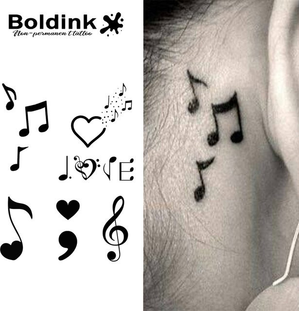 Boldink Temporäres Tattoo, Musik, wasserdicht, semi-permanent - Bild 1