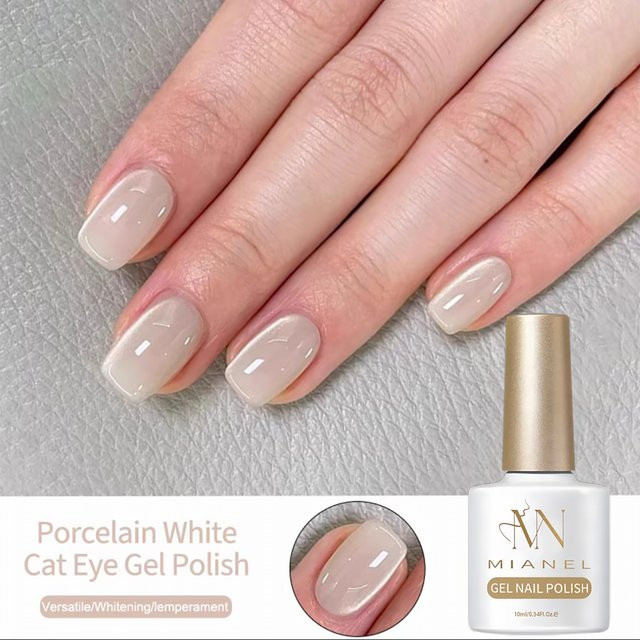 MIANEL Katzenauge-Gel-Nagellack, Weiß, Glänzend, 10 ml - Bild 1