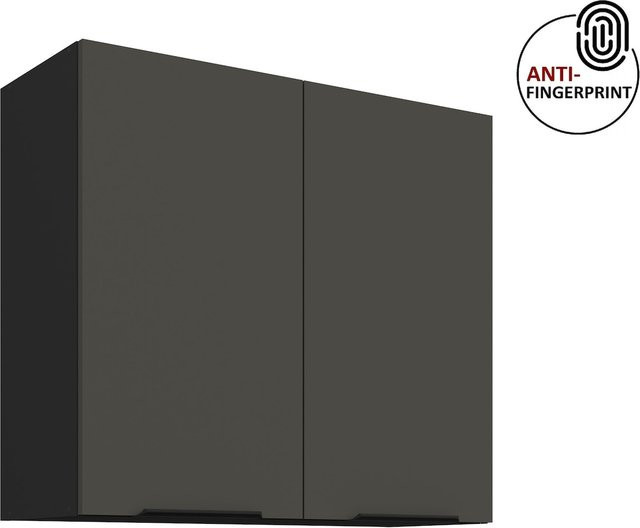 Küchen Hängeschrank ARIA in Anthrazit Matt mit Anti-Fingerprint-Beschichtung, Breite: 80 cm, Höhe: 72 cm - Bild 1