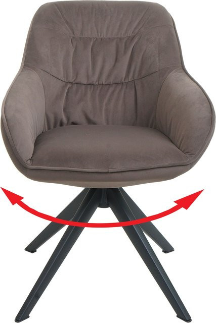 Esszimmerstuhl MCW-K28 mit Armlehnen, drehbar, brauner Stoff, Modernes Design, B/T/H: 59 x 52 x 84 cm - Bild 1