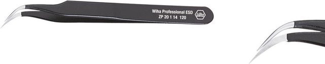 Wiha Präzisionspinzette Professional ESD Typ 7a, gebogen und rund, schwarz, Edelstahl, 120 mm - Bild 2
