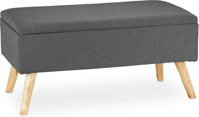Relaxdays Sitzbank mit Stauraum aus Stoff in Grau, B/T/H: 79,5 x 39,5 x 39,5 cm - Bild 1