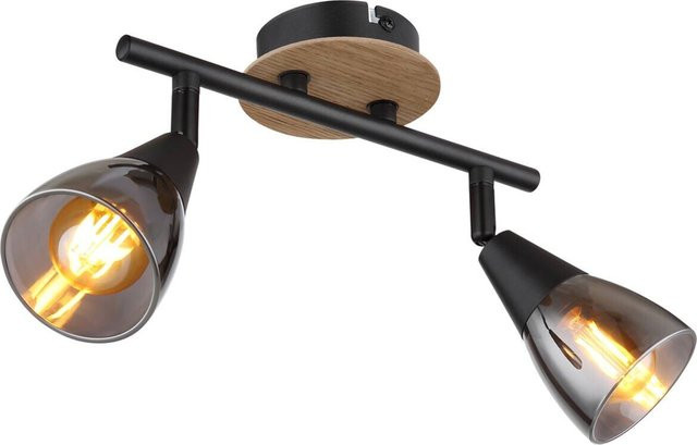 Globo Lighting Spot Mubby Wandleuchte in Schwarz aus Metall und Glas mit 2 E14 Fassungen, B/H/T: 10 x 26 x 20 cm - Bild 1