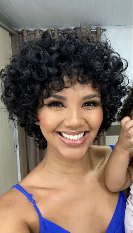 OYM HAIR Pixie-Perücke, Echthaar, lockig, mit Pony, Damen - Bild 2