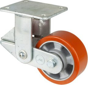 BS Gefederte Schwerlastrolle T110.B90.125 mit Schraubbefestigung aus Aluminium in Orange - Bild 1