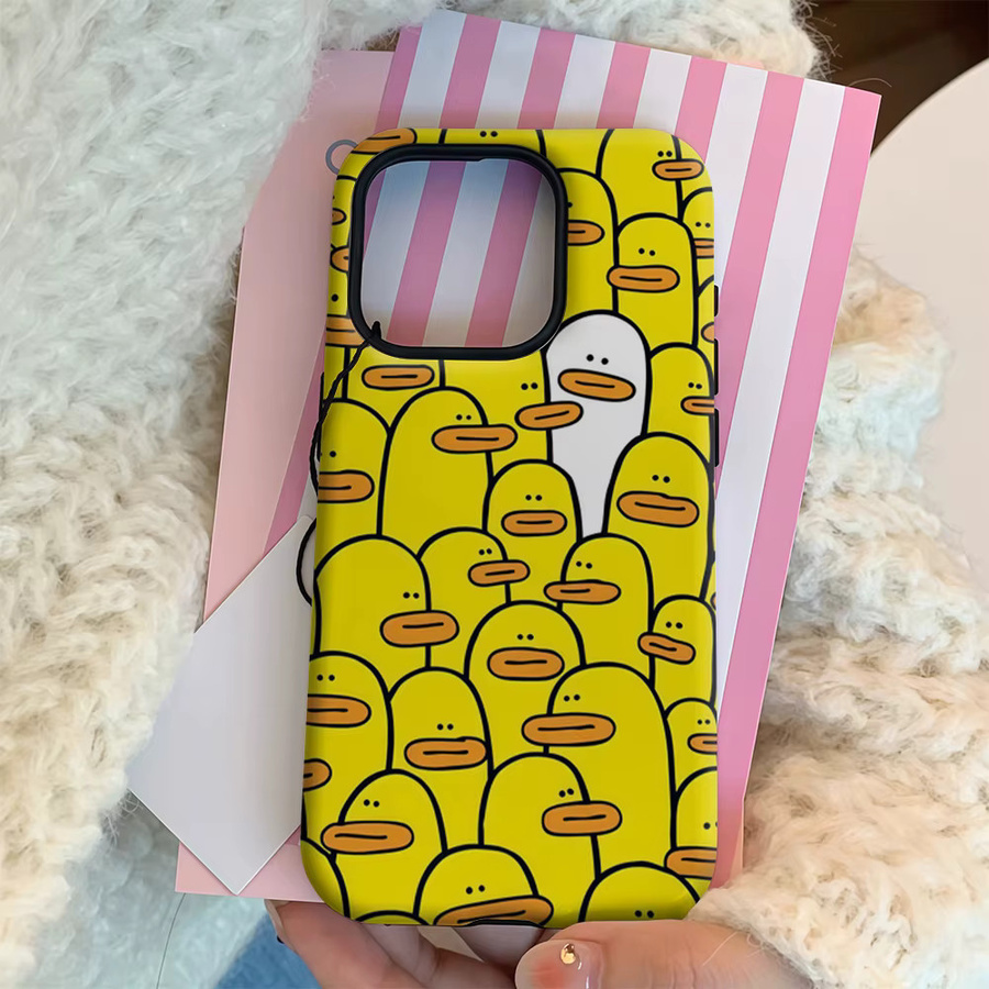 Handyhülle Yellow Ducks & White One für Apple iPhone 17 16 15 14 13 12 11 Pro Max Plus mit doppelschichtiger Rückseite in Gelb und Weiß - Bild 3