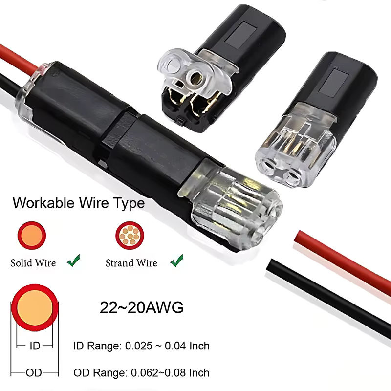 eoopee 2 Pin Universal Stecker D2 2-Draht Spannterminal Blöcke in Schwarz - Bild 4