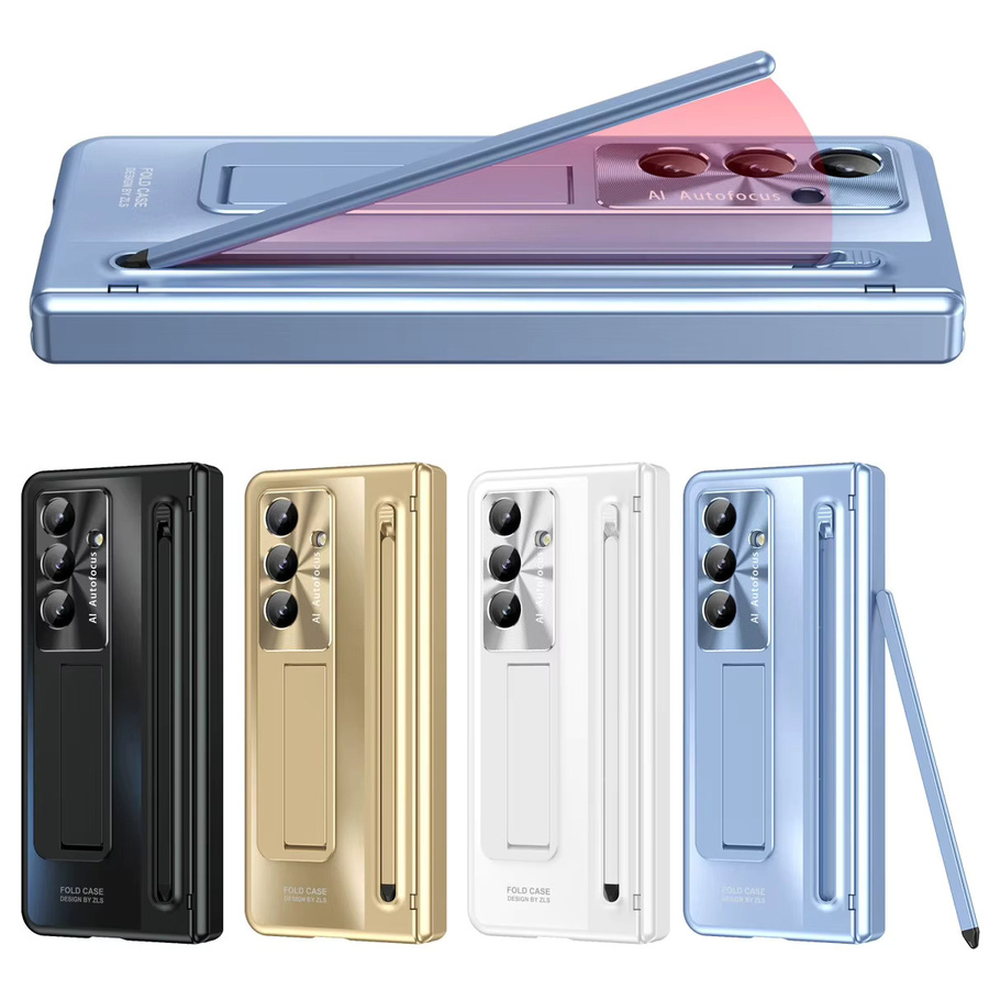 Samsung Galaxy Z Fold 7 6 5 4 360 Grad Vollschutz-Handyhülle mit Panzerglasfolie und Touchpen-Halterung in Blau - Bild 6