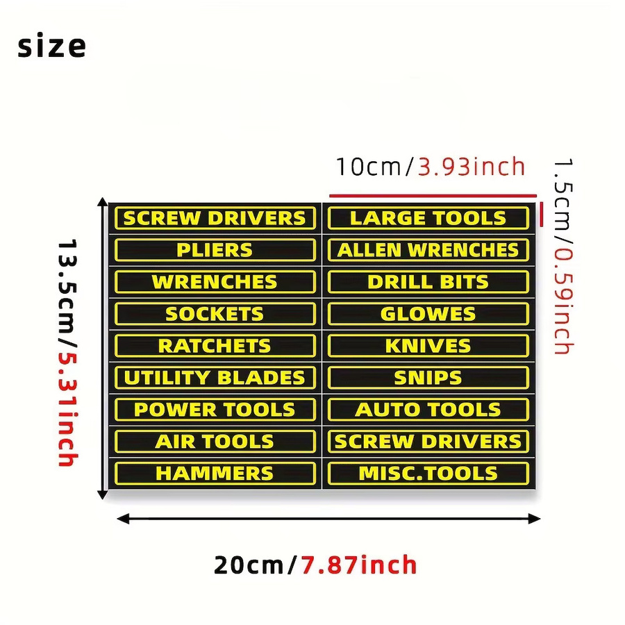 18 Stück Universal Toolbox Set Etiketten für Motorrad Werkzeugkasten, wasserdichte Organizer Aufkleber in Schwarz - Bild 3