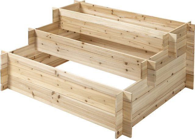 Outsunny Gartenbeet-Pflanzkiste aus Holz in Braun mit 3 Ebenen, B/T/H: 120 x 100 x 54 cm - Bild 1