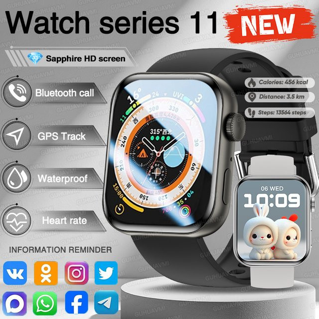GUHUAVMI Smartwatch für iOS, Pink, mit AMOLED-Display, GPS-Tracking, Bluetooth-Anruffunktion und wasserdichtem Design für Damen und Herren - Bild 1