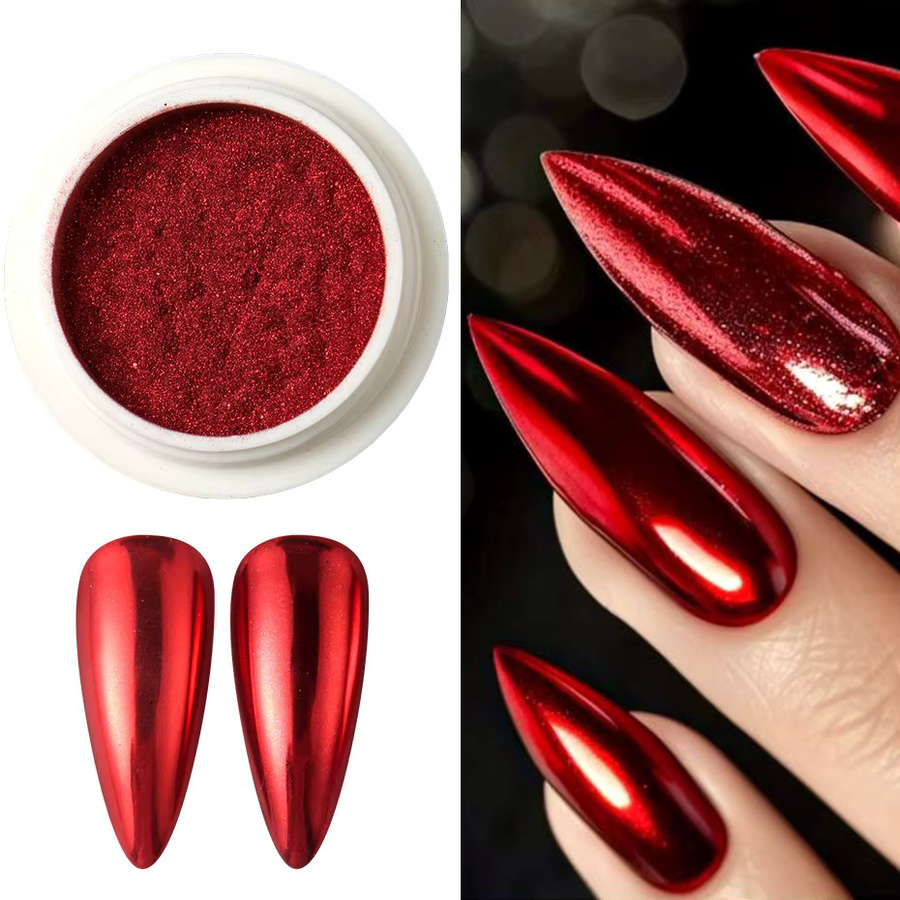 Full Beauty Nagelpulver Pigment Red Chrome Metallic, Unisex - Bild 2
